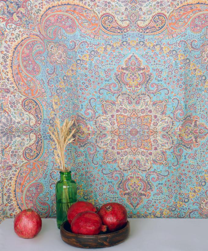 رومیزی ترمه ابریشمی رضایی طرح خیام